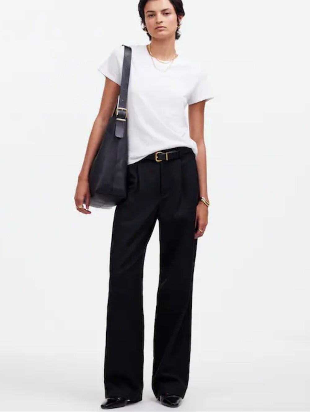 New Madewell The Slouchy Straight Pant True Black Size 8 Drapey Pleated